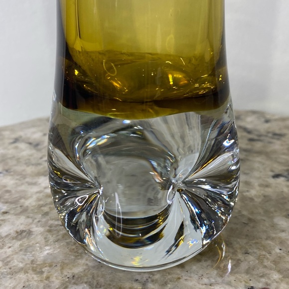 Mid 20th Century Bo Borgstrom Finnish Riihimaki Amber Glass Bud Vase 10” - Picture 6 of 15